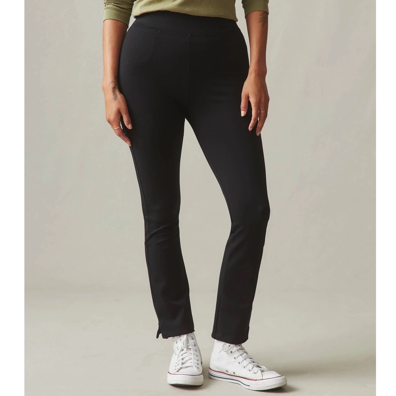 American Giant Ponte Kick Flare Pants Womens 16 Black Stretch Elastic Waist