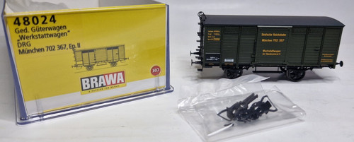 BRAWA H0 - 48024 Ged. Güterwagen ,,Werkstattwagen" München 702 367 der DRG | Condition: Gebraucht