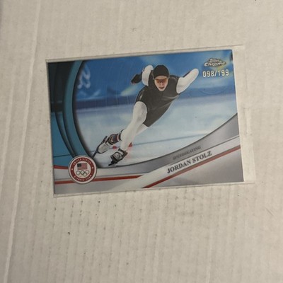 2026 Topps Chrome Winter Olympics #124 Jordan Stolz Blue /199. C011294