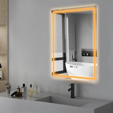 LED Dimmable Bathroom Mirror w/ Light Anti-Fog Smart Vanity Mirror Time Display