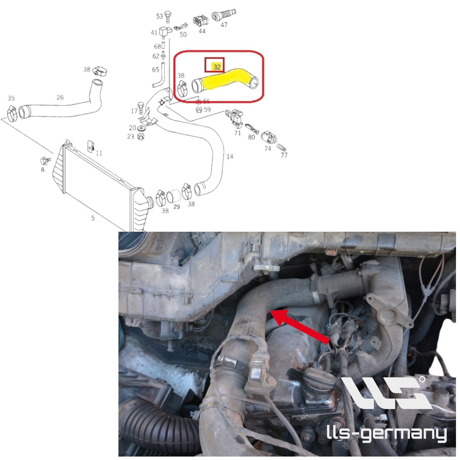 Turbo Hose Charge Air Hose For MERCEDES Sprinter (W903) 310D 312D 9015282282