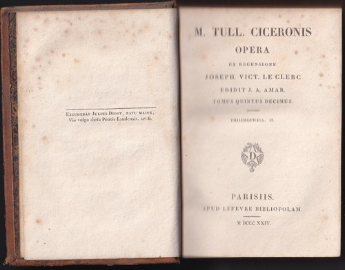 M. TULL. CICERONIS OPERA Recensione Joseph Vict. LE CLERC Edit J.A AMAR 1824 T15 - Picture 3 of 12