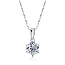 2ct Moissanite Pendant Necklace Chain Gift 925 Sterling Silver Plated 18K Gold