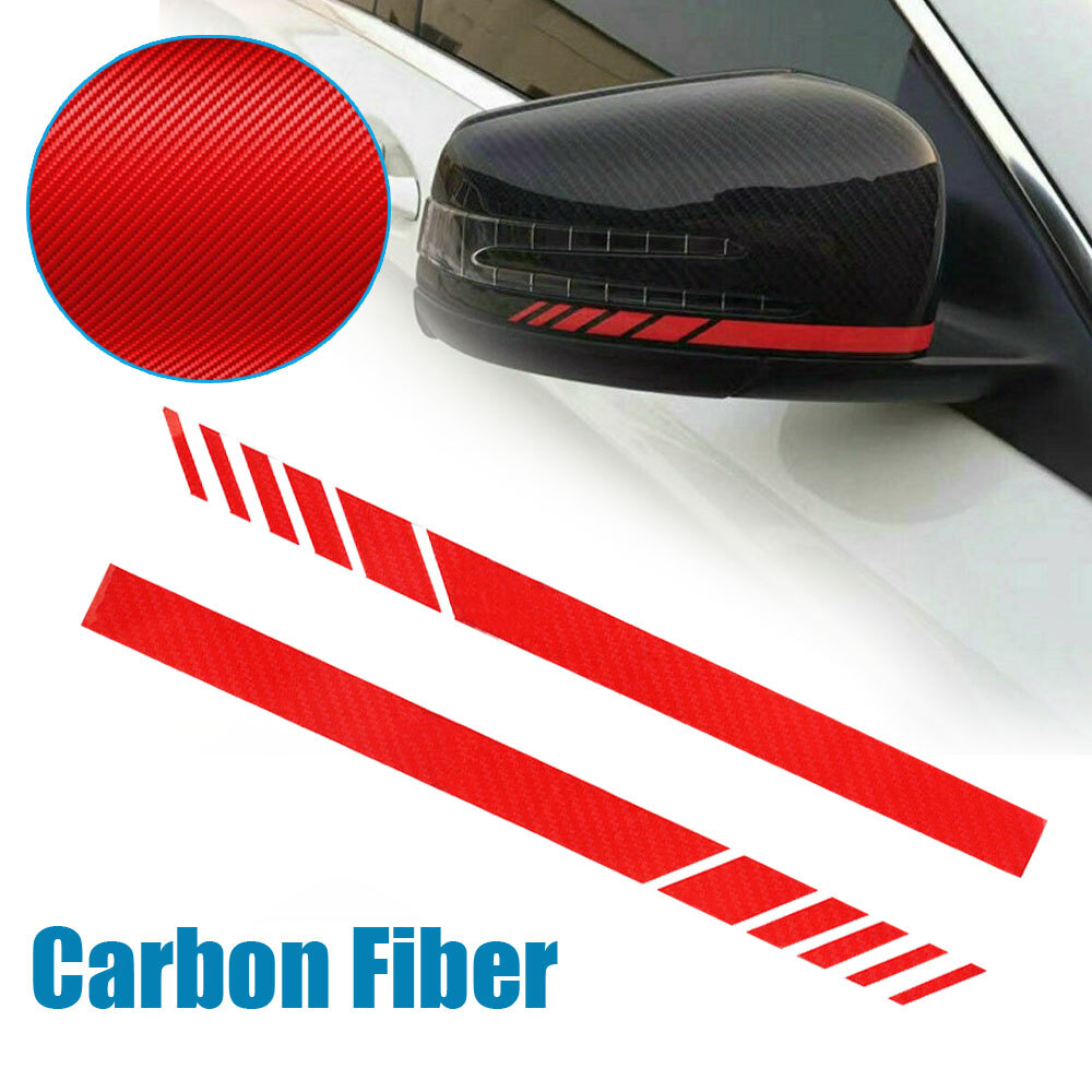 Red Rearview Mirror Sticker Stripe Decal Carbon Fiber Decoration Car