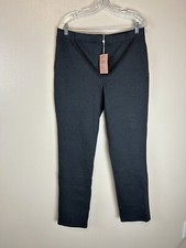 Quince L Ultra Stretch Ponte Knit Straight Leg Pants Gray Pull On Trousers