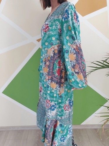 Free People boho gypsy western floral holiday beach loose midi maxi long dress L - Picture 4 of 7