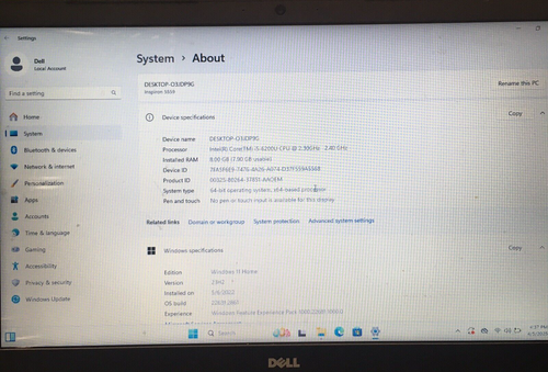 Dell Inspiron 5559 15.6” Laptop i5-6200U 8GB RAM 1TB HDD W11 Home H2947 - Picture 4 of 19