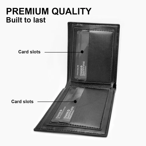 Cartera de cuero de fibra de carbono para hombre con bloqueo RFID delgada doble pliegue titular de tarjeta de crédito - Imagen 4 de 10