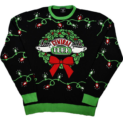 FRIENDS Ugly Christmas Sweater Adult XL CENTRAL PERK Festive Fun Wreath  Lights