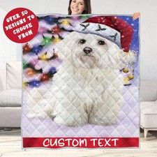 Maltese Quilt Dog Bedding Personalized Christmas Gift Many Designs NWT