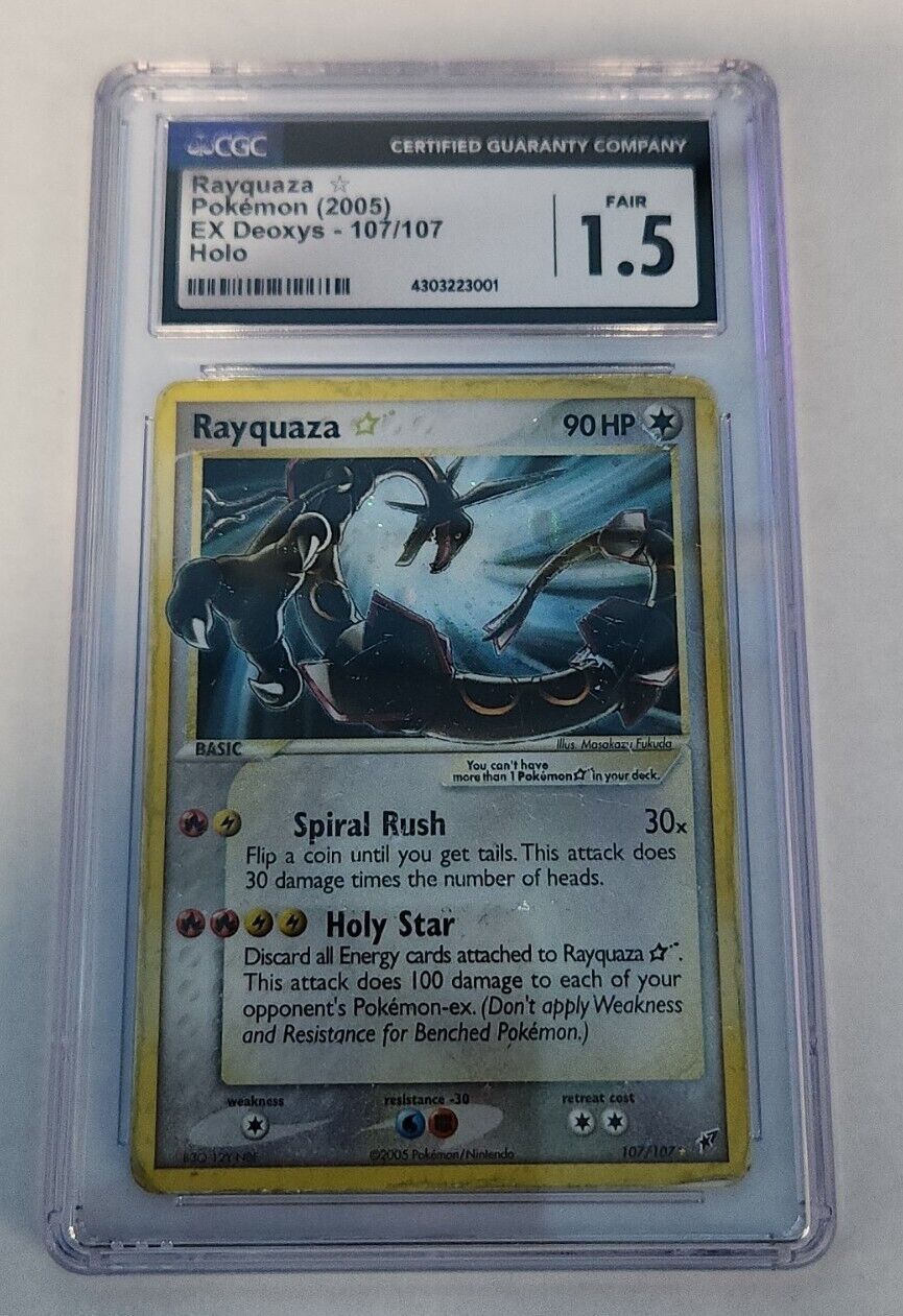 Pokemon Rayquaza Gold Star 107/107 - Ex Deoxys Set - CGC Graded 1.5 - Holy Grail