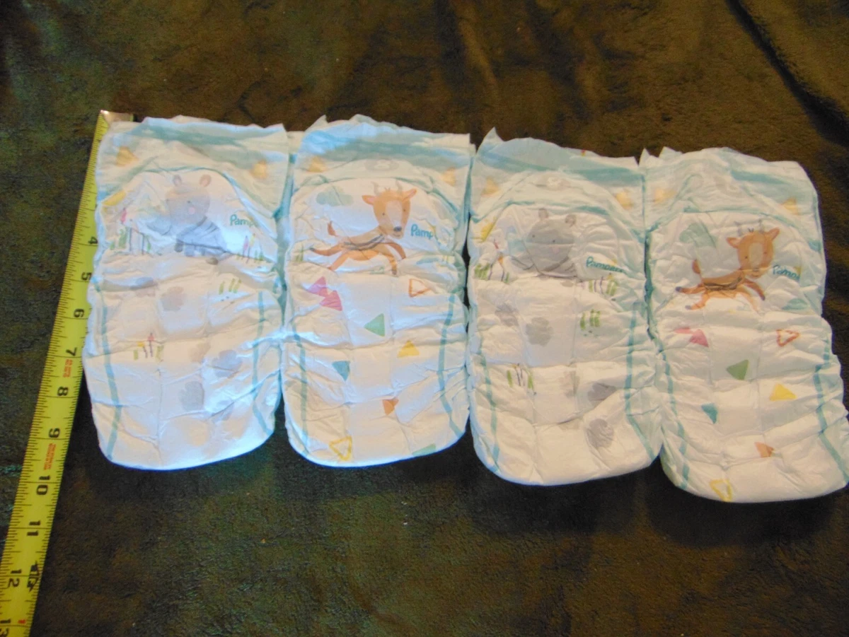 Four Pampers Baby Dry Size 8 Diapers UK VERSION Bedwetting Diapers Stretchy  Side