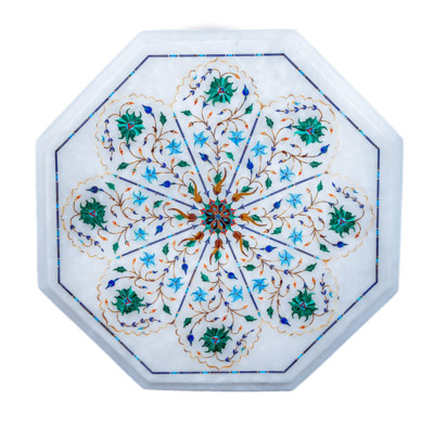 18'' Marble Center Table semi precious stones pietradura inlay Work handicraft