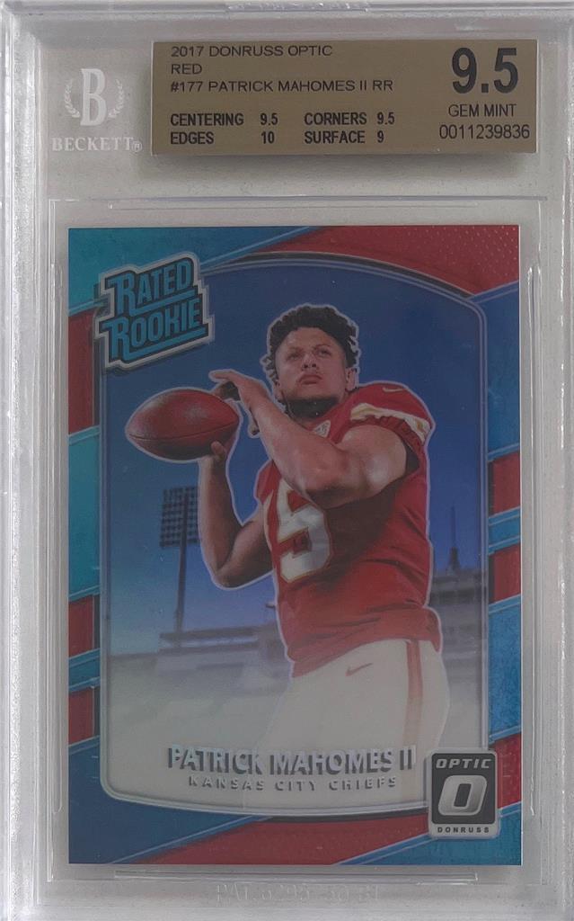 2017 Patrick Mahomes Donruss Optic Red Prizm RC- BGS 9.5 Gem Mint... #5/99