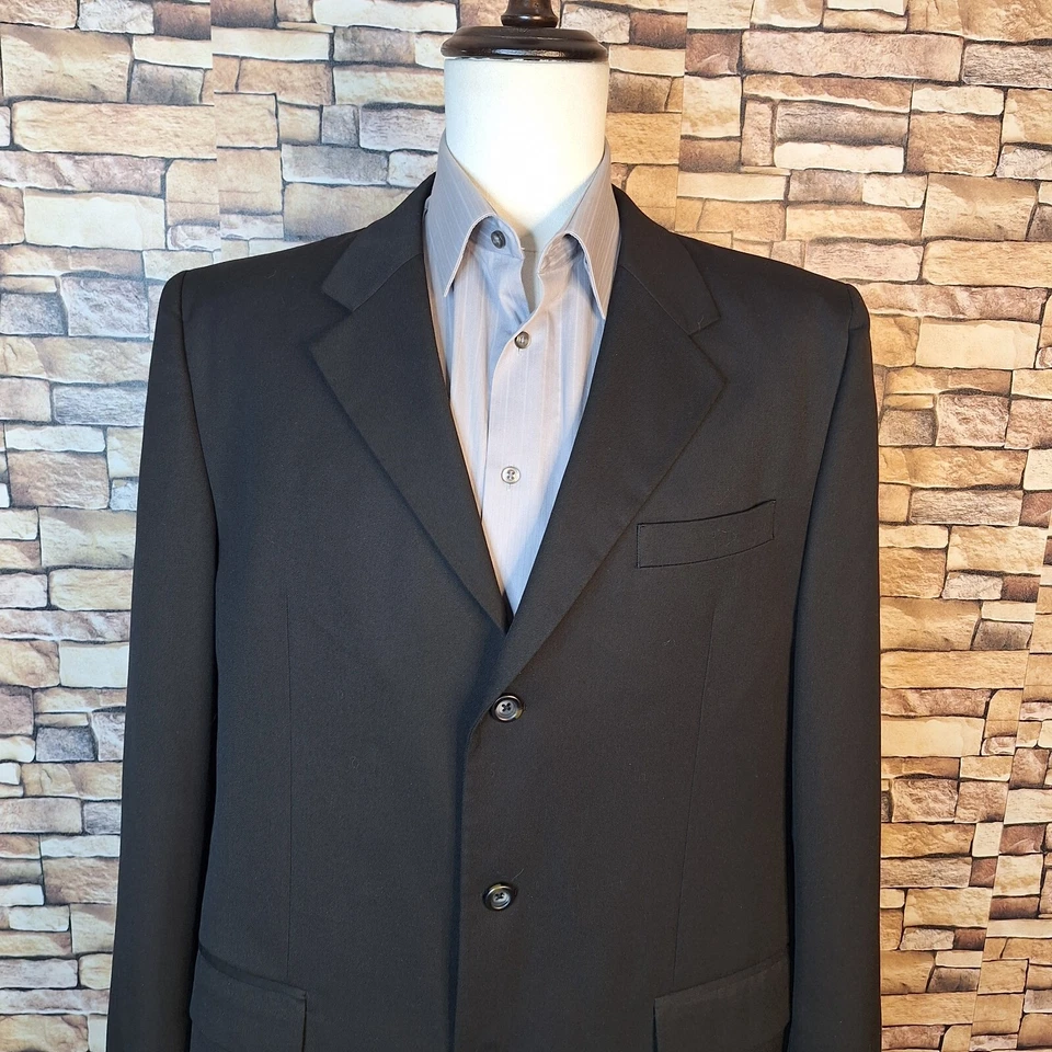 Chaqueta Blazer Merona Para Hombre 44L Negra 3 Botones Ventilación Única Foto 3 de 4