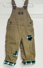 Oshkosh B'gosh Vestbak Khaki Denim Overalls Size 12 Months Adjustable Straps