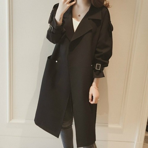 Open Trench Coat Loose Jacket Lapel 