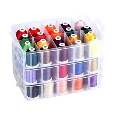 63-Color Embroidery Thread Kit with Organizer Box 100% Polyester Sewing Threa...