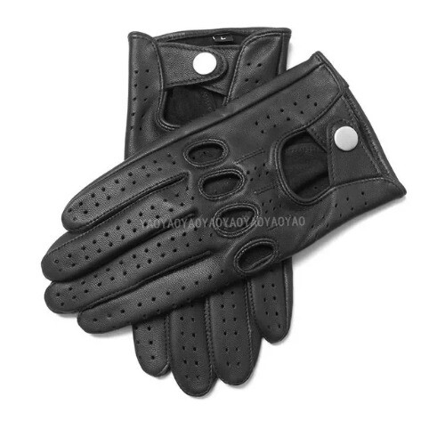 Men's Motorcycle Genuine Leather Gloves Sheepskin Gloves Fashion Women's Black - Picture 19 of 34