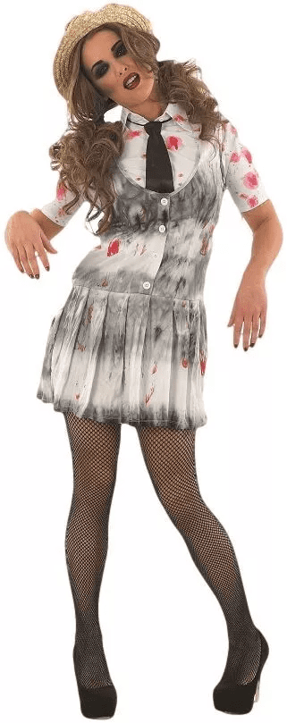 Halloween Ladies Zombie Schoolgirl Costume Medium