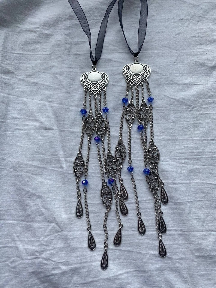 Grampo de cabelo étnico cazaque decorado com contas, decoração dos povos turcos - Imagem 2 de 2