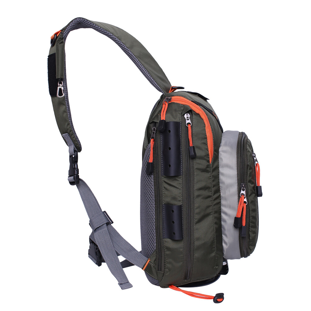 KyleBooker Fly Fishing Sling Bag Backpack With Fly Patch - Lightweight Outdoor Sports Pack