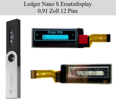 Ledger Nano S Ersatzdisplay 0,91'' 12 PIN Blau OLED Austausch Anzeige