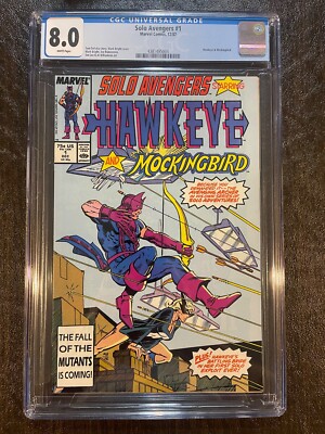 Solo Avengers #1 CGC 8.0 Dec 1987 Marvel Jim Lee Hawkeye Mockingbird MCU key