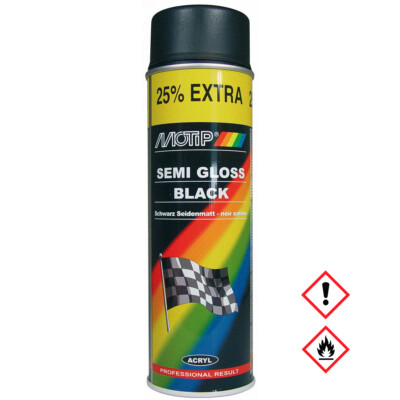 Motip Dupli Rallye Schwarz Seidenmatt Spraydose Lack Black 500ml