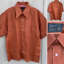 vintage JC Penney Short Sleeve Chest Pockets Button Up Shirt Hippy Mod 70s XL