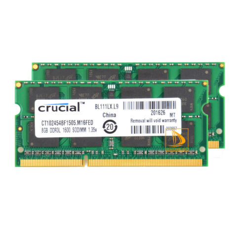 Crucial 16GB 2X 8GB Notebook Memory Upgrade PC3L-12800S SODIMM,RAM DDR3L,1600Mhz - Picture 2 of 8