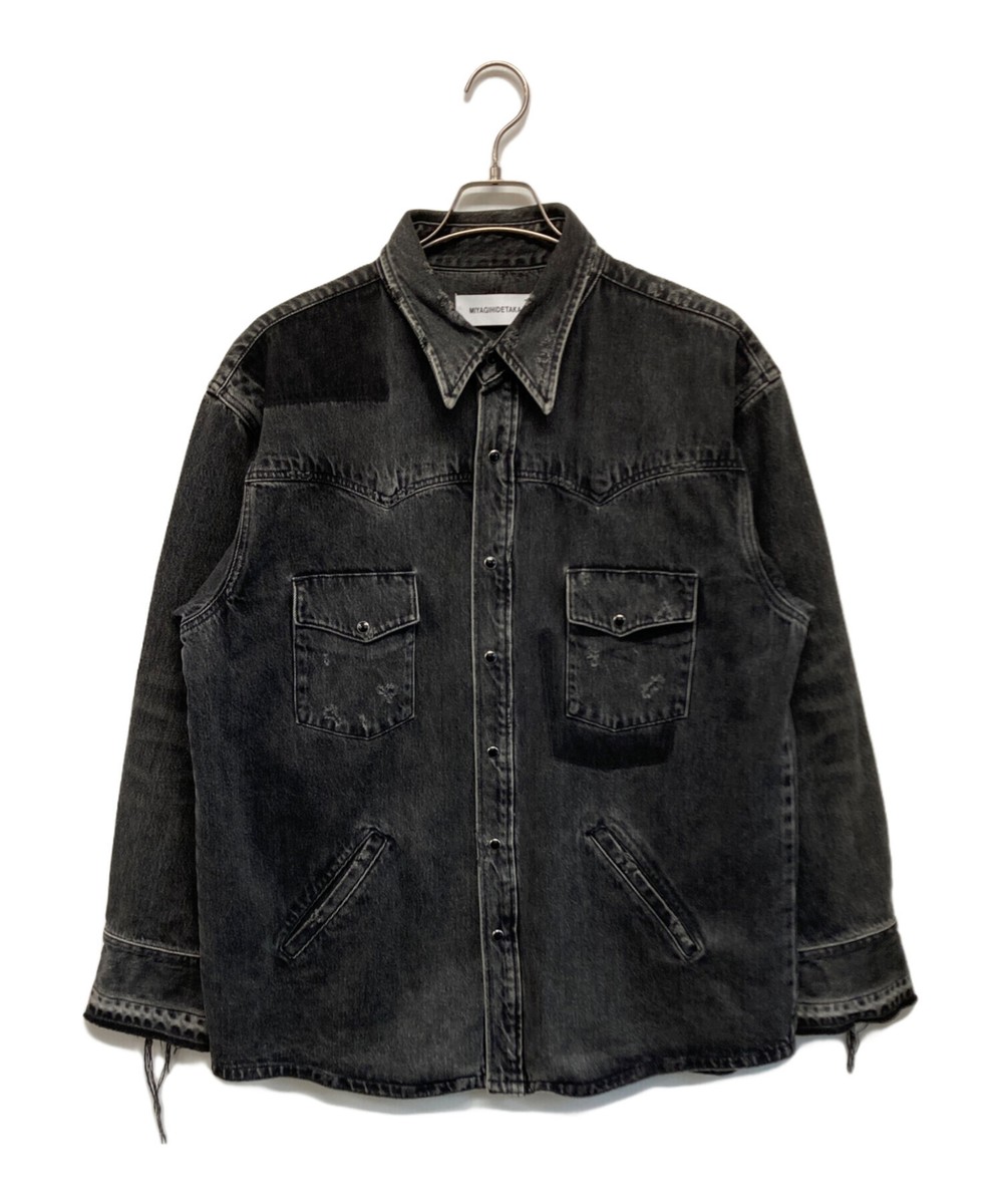 MIYAGIHIDETAKA BLACK DENIM SHIRT JACKET