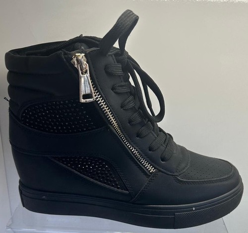 Women Ladies Sneakers High Top Wedge Lace up heel Trainers Pumps platform Shoes - Picture 6 of 7