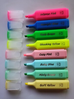 8 Highlighter Textmarker Markierungsstifte Neon/Pastell Markers NEU & OVP