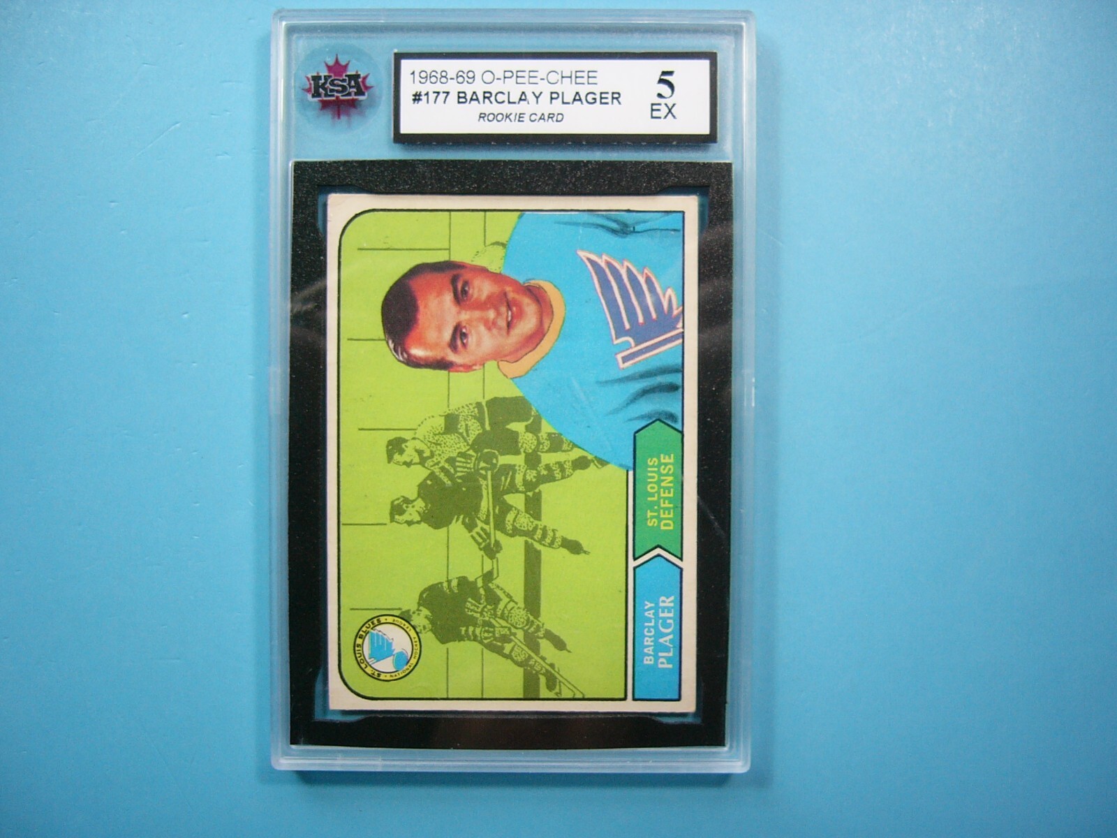 1968/69 O-PEE-CHEE HOCKEY CARD 177 BARCLAY PLAGER ROOKIE RC KSA 5 EX SHARP!! OPC