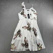 Noctflos Women's Sleeveless White Floral Ruffle Dress in Size 2XL NEW