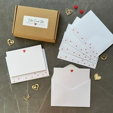 20 Love Heart Postcards Notecards with Decorated Envelopes
