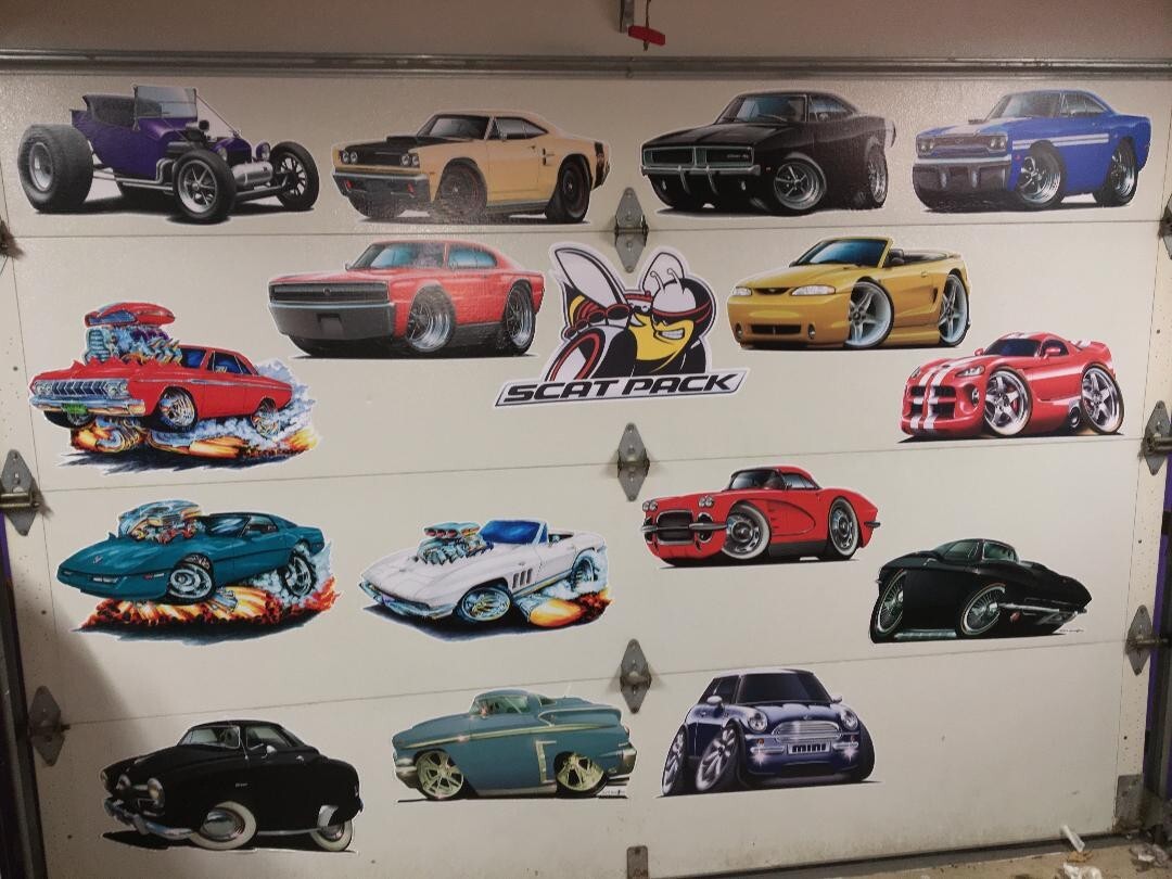 Wall Decal Compatible with 1966-7 GTO Convertible Cartoon Car Boys