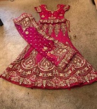 Asian lengha beautiful diamanté lengha set for sale. lovely pink and gold colour