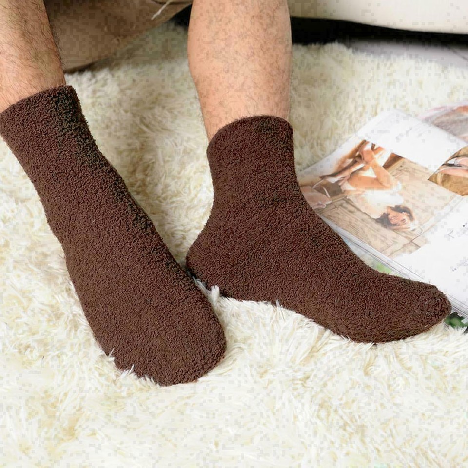 6 Pairs Mens Winter Thermal Thick Bed Socks Fleece Fluffy Cosy Warm ...