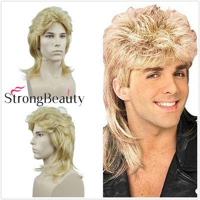 Dsimeig Lange Mullet Perücke Asche Blonde | 70er/80er Jahre Style | Für Cosplay & Kostümparty