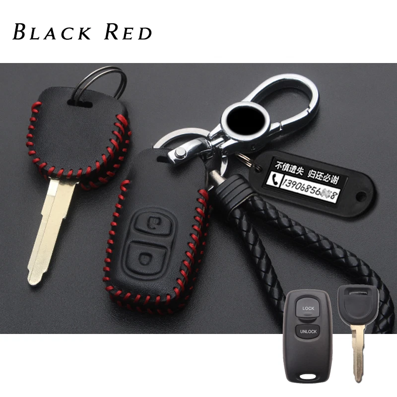 Funda protectora de cuero genuino para llave remota de coche para Mazda 2 3 6 CX-7 323 626 RX8 Foto 4 de 4