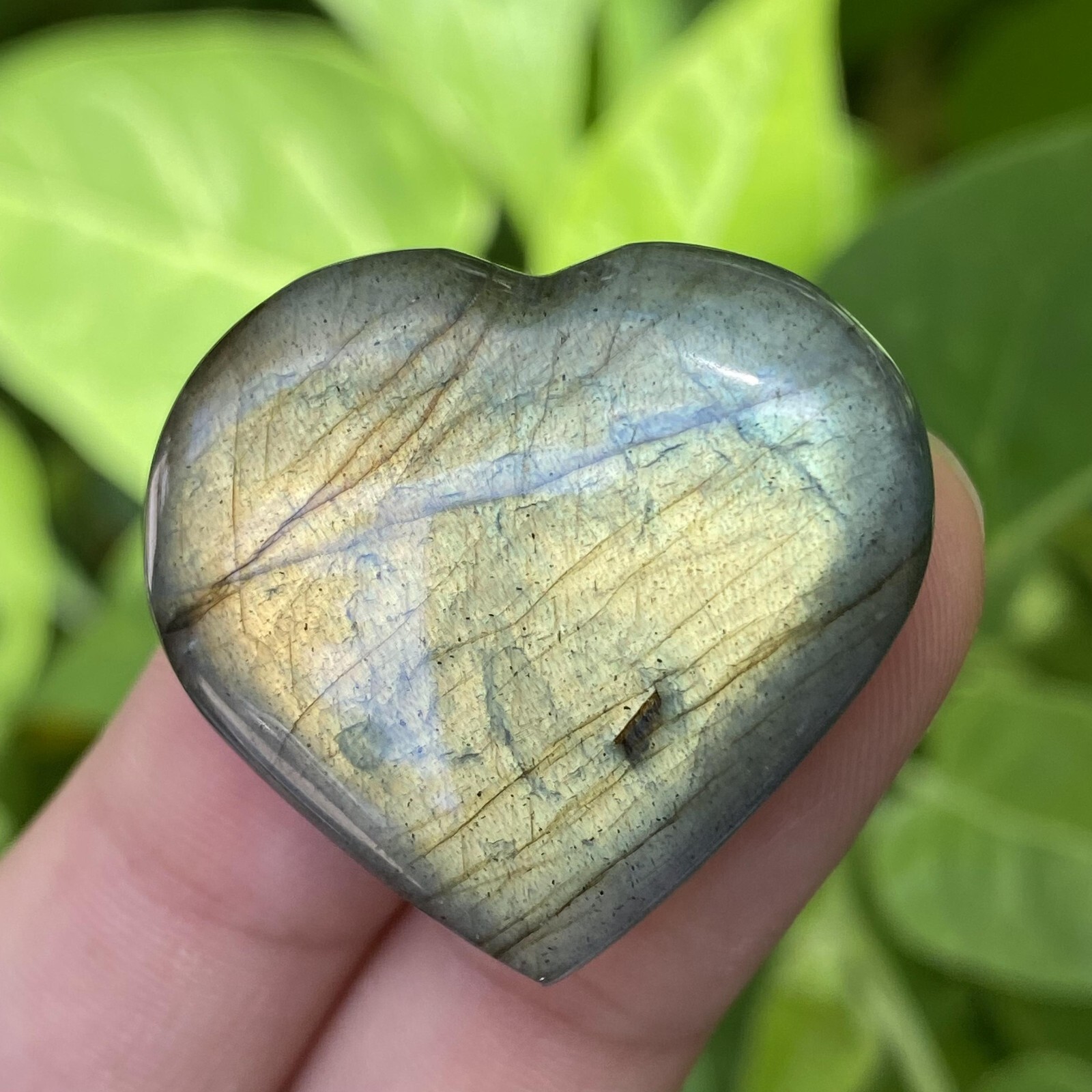 11g Natural Flashy Rainbow Labradorite Heart Crystal Quartz Healing Reiki