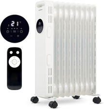 2000w Oil Filled Radiator Heater With Remote - Digital Display - Grade A White 