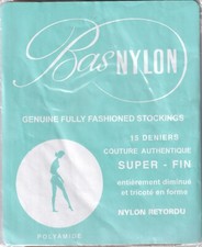 Bas nylon couture 15 deniers Gazelle. Taille 4. Fully Fashioned Stockings.