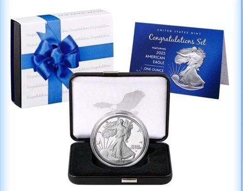 2025 W 1 oz Proof American Silver Eagle Congratulations Set