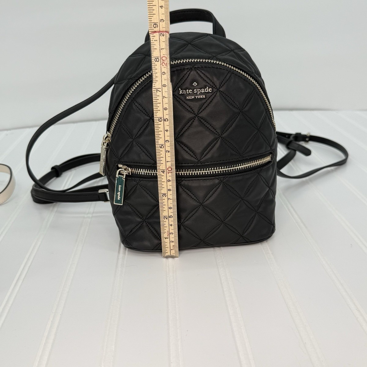 Kate Spade Natalia - Quilted Mini Backpack black & white with gold tone accents kate-spade-white-quilted-  main image 3