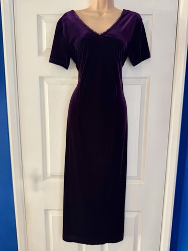Roman Originals 90s Purple Velvet Whimsigoth Maxi Long Dress U.K. size 14 Grunge - Picture 6 of 12