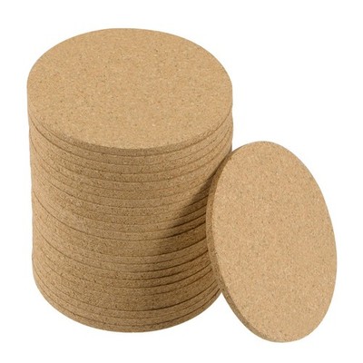 Cork Coasters Round Wooden Drinks Mats 3.5 Inch Dia 0.16 Inch Thick 24Pcs