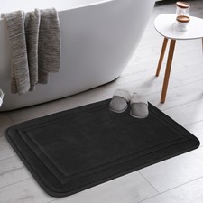 Black Bathroom Rug 20x32 Inch Memory Foam Bath Mat Non Slip Soft Microfiber